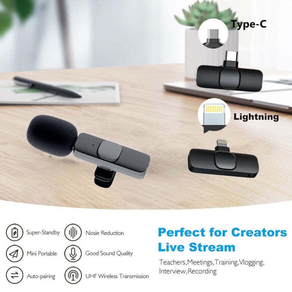 Wireless Clip-On Lavalier Microphone for iPhone & Android