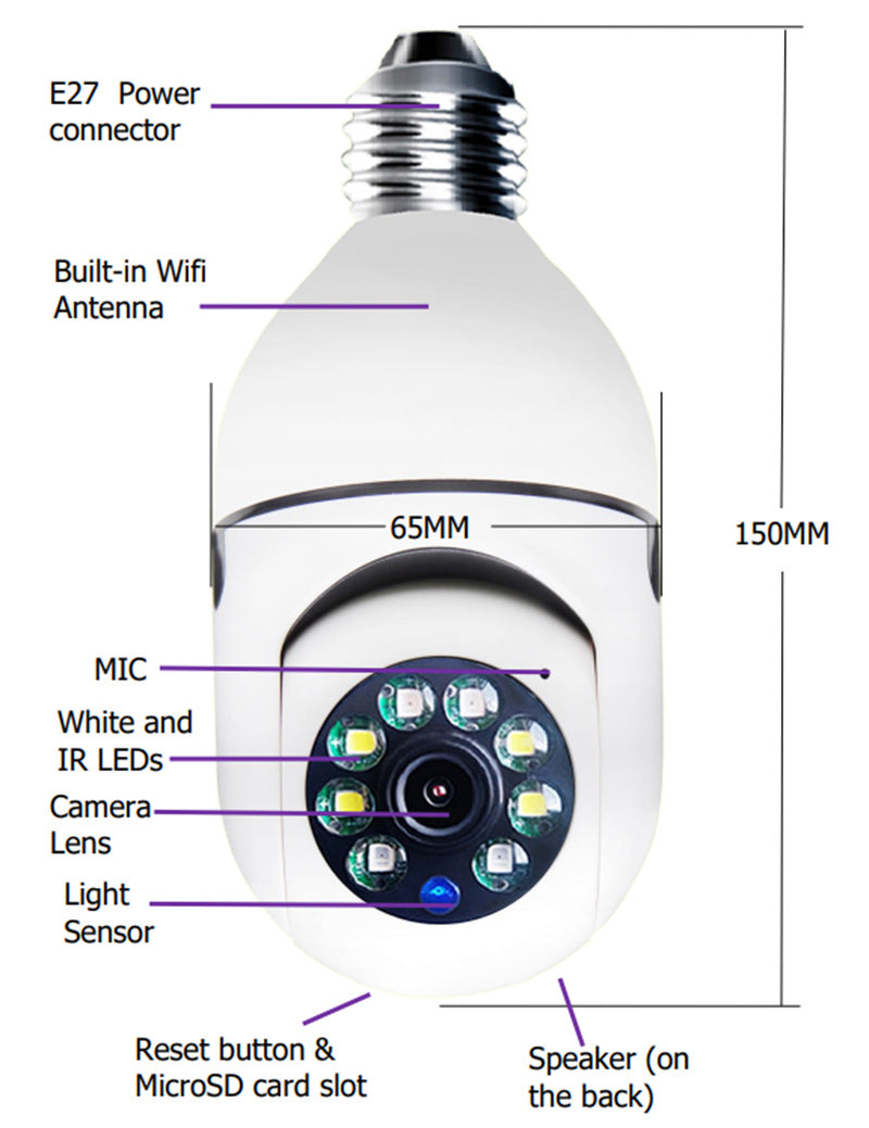 Smart WiFi Bulb Security Camera 1080P — view 1 | SupremaGear UAE